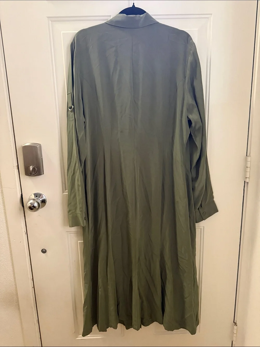 Spiegel Olive Green Maxi Shirt Dress- 100% silk - Picture 9 of 9